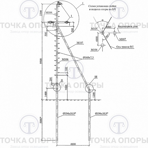 Угловая анкерная опора УАс10-2